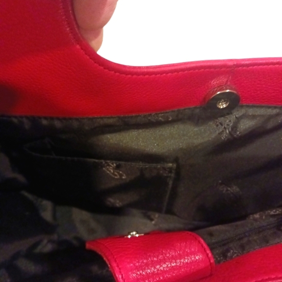 Vintage Fossil Red Leather Clutch Shoulder Bag - Picture 6 of 10